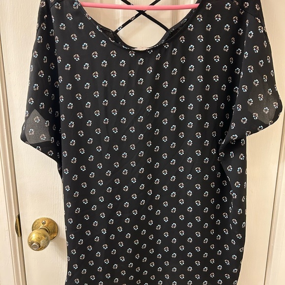 LOFT Tops - LOFT Black Blouse with White Floral Print